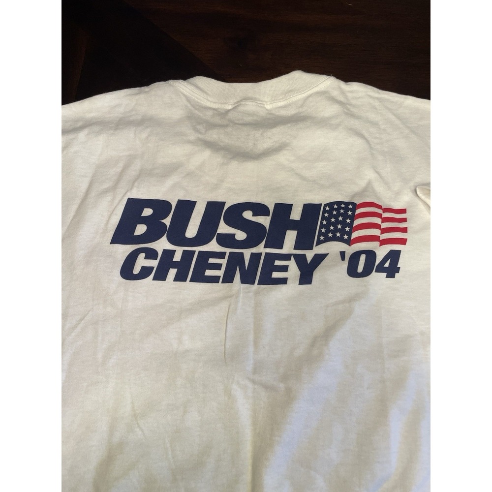 Bush Cheney Presidential Campaign T-Shirt 2004 White Short Sleeve XL